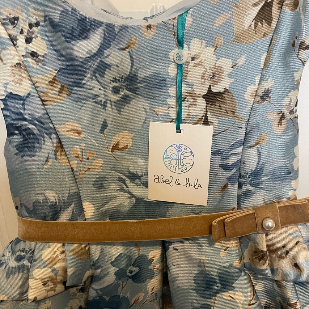 Abel & Lula Floral Blue Mikado Dress NWT size 4 - Picture 5 of 6